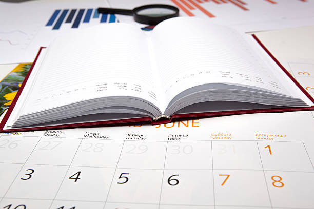 istock business diary with calendar and diagram 490376525