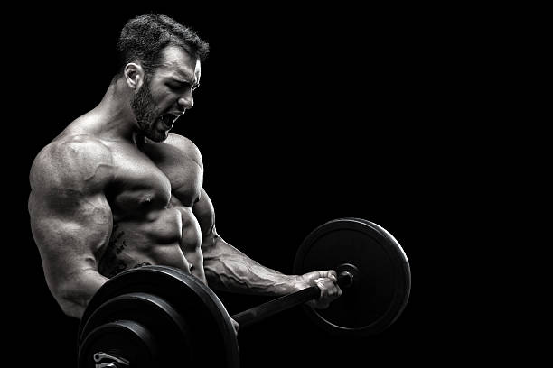 bodybuilder - shirtless energy action effort imagens e fotografias de stock