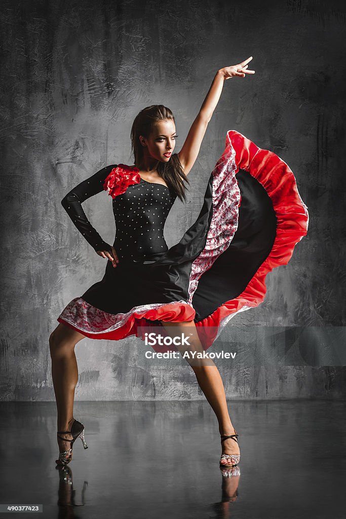 the dancer young beautiful dancer posing on studio background Activity Stock Photo