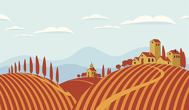 illustrazioni stock, clip art, cartoni animati e icone di tendenza di campagna italiana - italian house