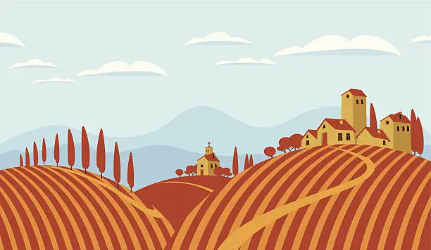 Vector illustration of Italian countryside