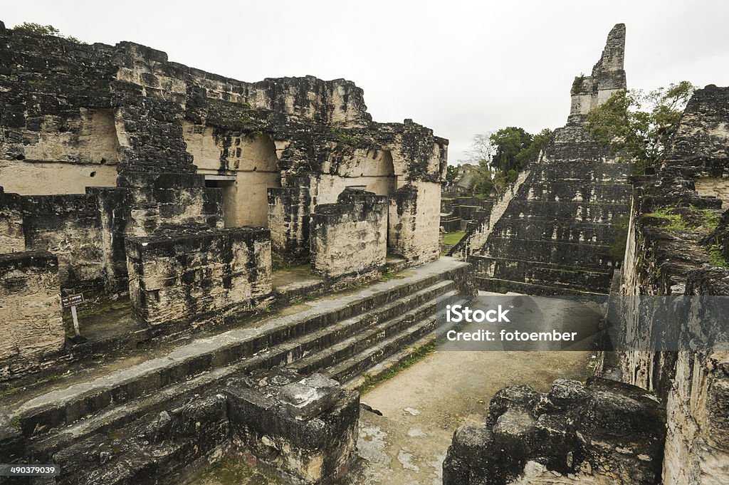 Mayan ruins of Tikal The Mayan ruins of Tikal on Guatemala Archaeology Stock Photo