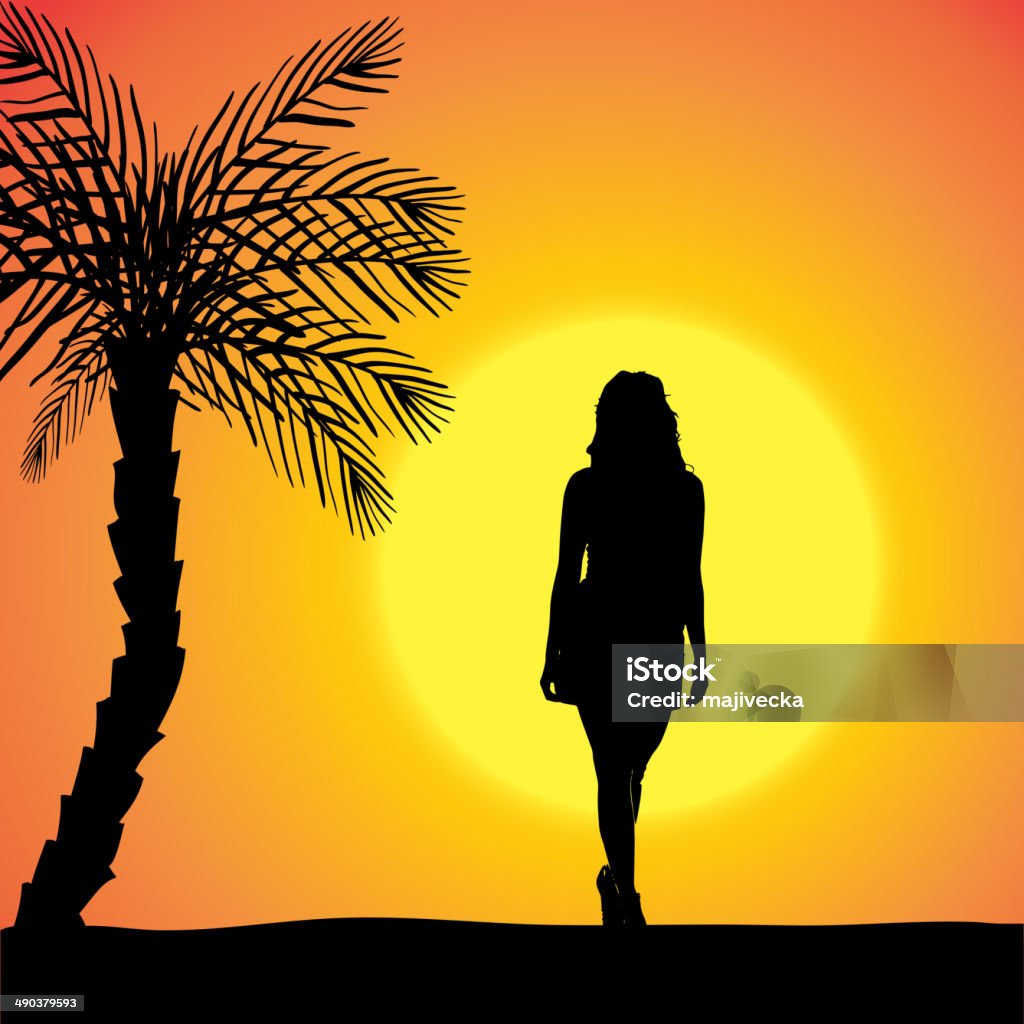 Vector silhouette of a woman. Vector silhouette of a sexy woman who dancing on the beach, Adult stock vector
