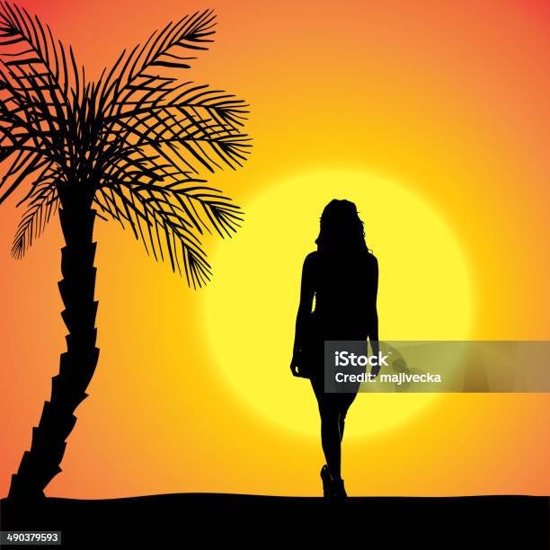 Vector Silhouette Of A Woman Stock Illustration - Download Image Now - Adult, Back Lit, Beach