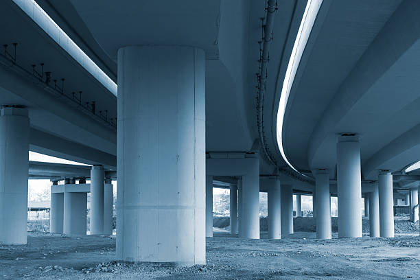 istock Concrete pillars of viaduct in monotone 490380741