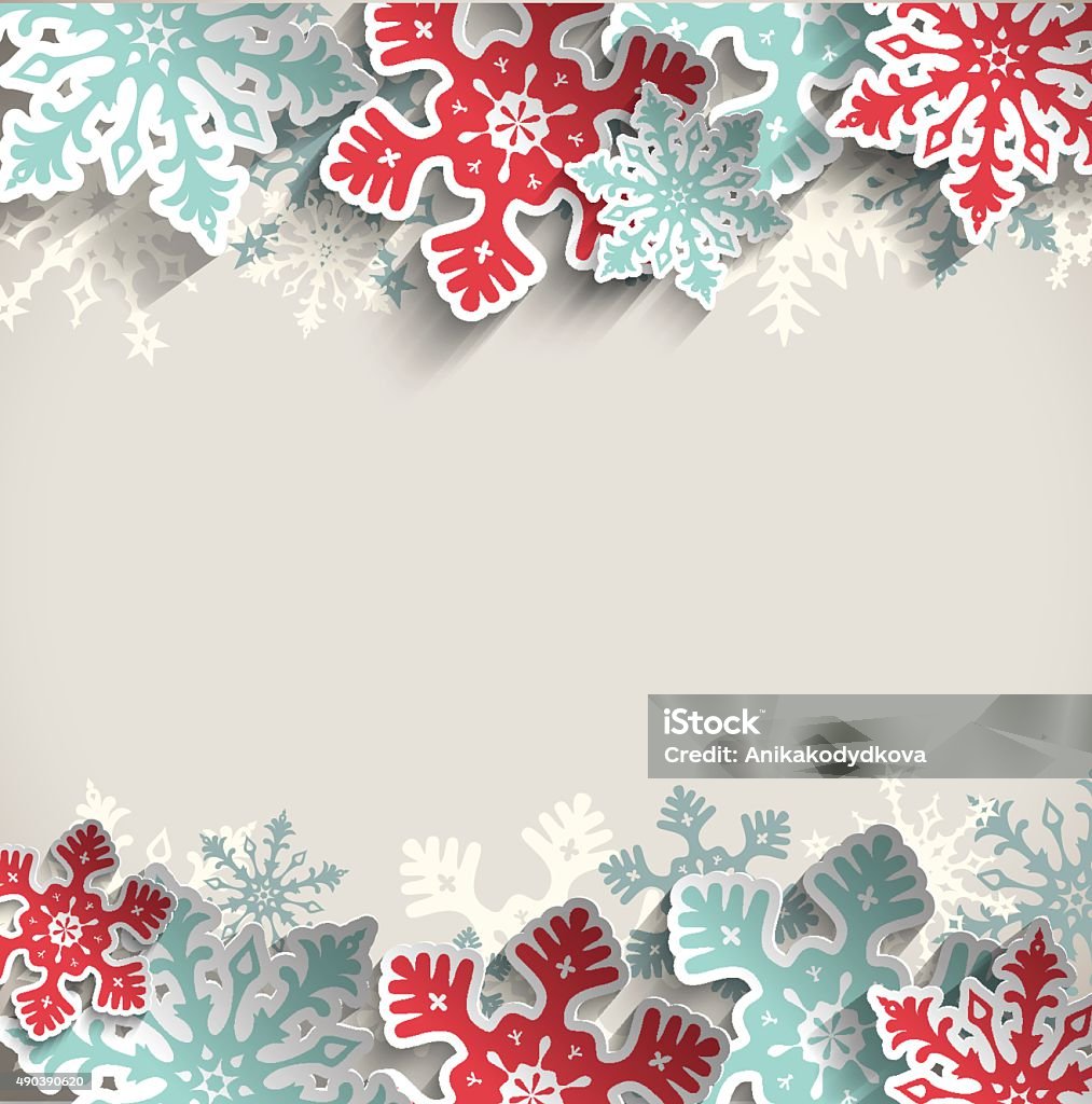 Christmas background with snowflakes, winter concept, illustration Abstract  blue and red snowflakes on beige background with 3D effect, winter concept, vector illustration, eps 10 with transparency Backgrounds stock vector