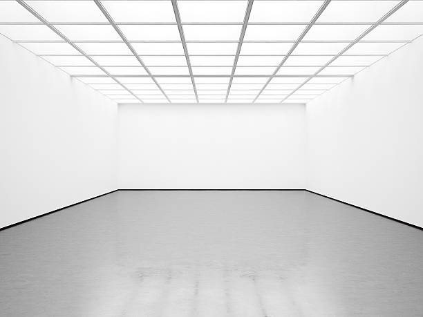istock Mockup of blank white gallery. 3d render 490392608