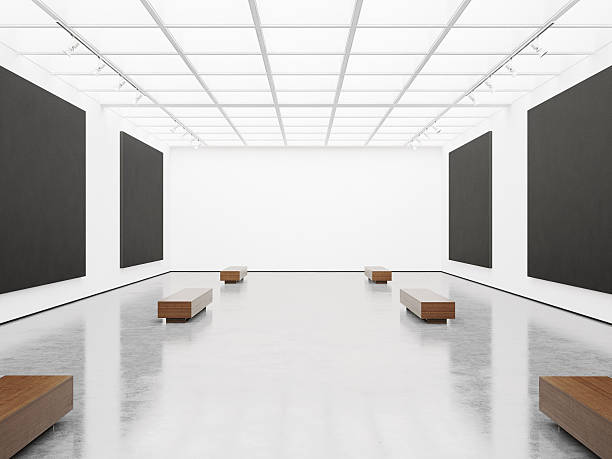 istock Mock up of  interior with black canvas. 3d render 490392930