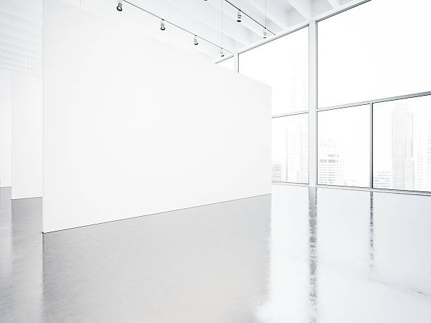 istock Mock up of white space gallery interior. 3d render 490393632