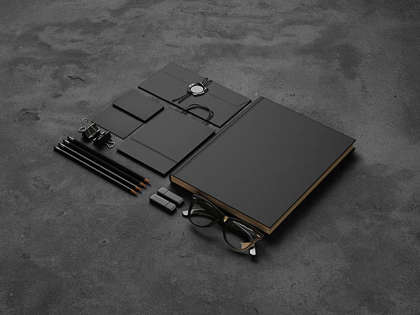 istock Set of mockup elements on the concrete background. 3d render 490393938