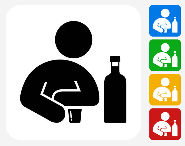 술마시기 아이콘크기 평편 그래픽 디자인 - isolated on white bottle alcohol alcoholism stock illustrations