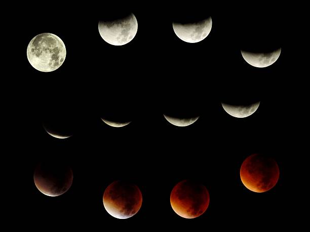 istock Set of 12 different phases of a total lunar eclipse 490396032
