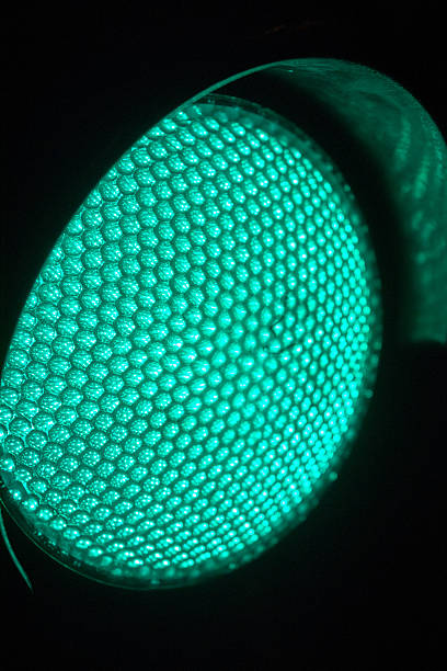 istock Close up Green Traffic lights at night 490397600