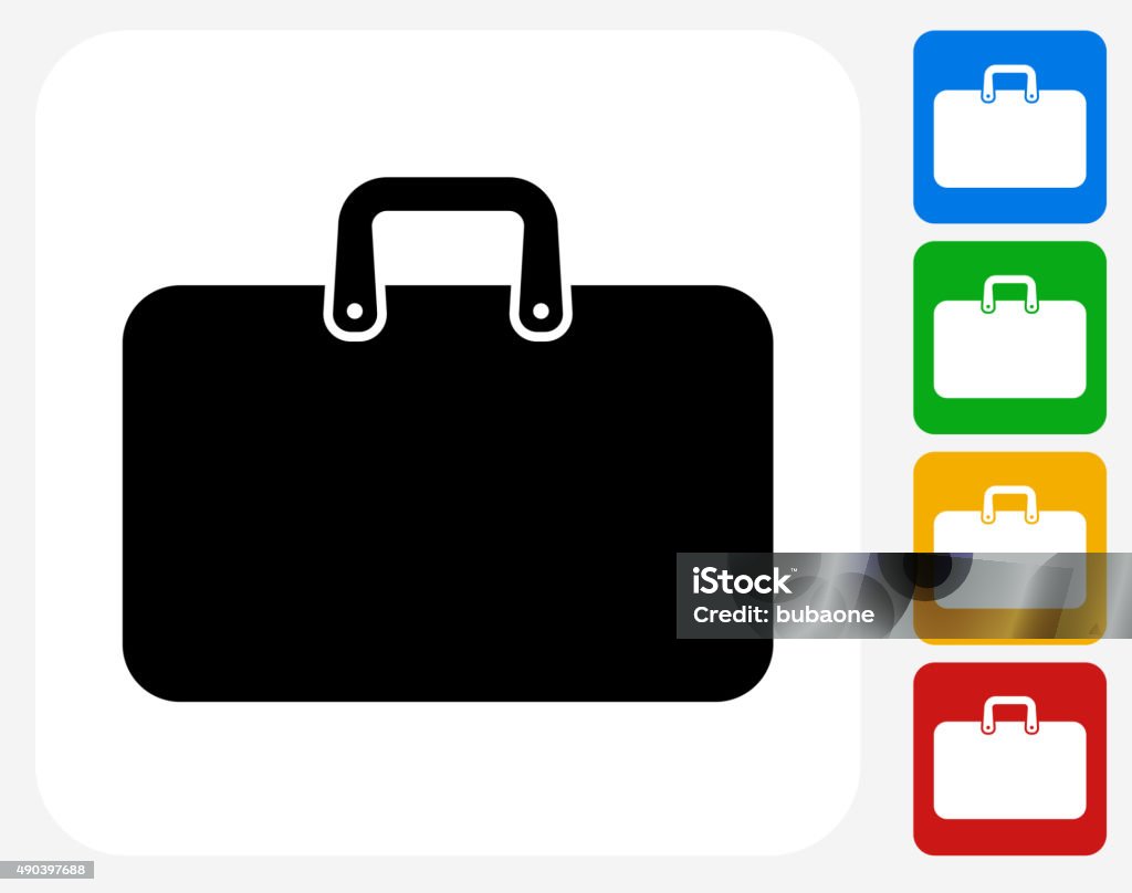 Briefcase Icon Flat Graphic Design Briefcase Icon. This 100% royalty free vector illustration features the main icon pictured in black inside a white square. The alternative color options in blue, green, yellow and red are on the right of the icon and are arranged in a vertical column. Laptop Bag stock vector