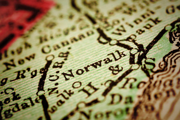 istock Norwalk, Connecticut on an Antique map 490397786