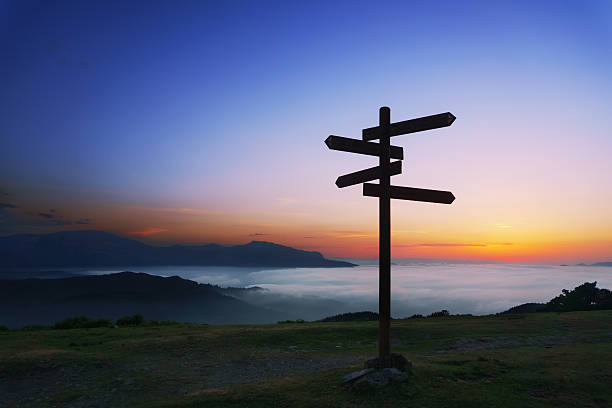 istock wooden signpost on mountain 490397862