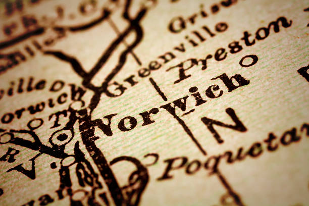 istock Norwich, Connecticut on an Antique map 490397886