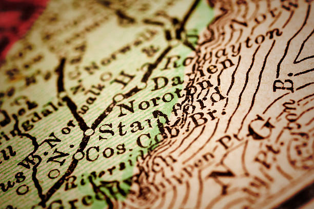 istock Stamford, Connecticut on an Antique map 490398242