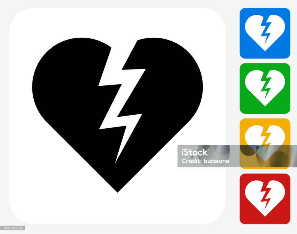 Heartbreak Icon Flat Graphic Design Heartbreak Icon. This 100% royalty free vector illustration features the main icon pictured in black inside a white square. The alternative color options in blue, green, yellow and red are on the right of the icon and are arranged in a vertical column. 2015 stock vector