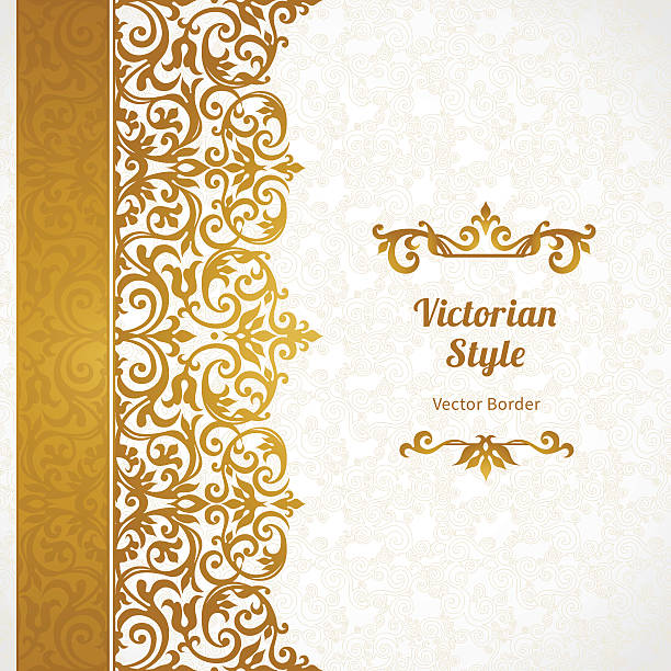 Vector ornate seamless border in Victorian style. Vector ornate seamless border in Victorian style. Gorgeous element for design, place for text. Ornamental vintage pattern for wedding invitations, birthday and greeting cards.Traditional golden decor. gold embossed border stock illustrations