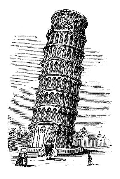 istock Antique illustration of leaning tower of Pisa 490400180