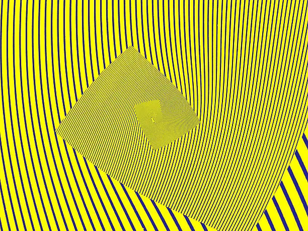 Photo of Optical illusion.Yellow striped abstract background.