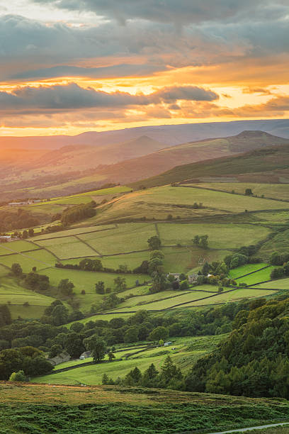 istock Beautiful Soft Orange Rays Of Light In The Peak District. 490402822