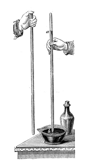 Antique illustration of Torricelli's experiment