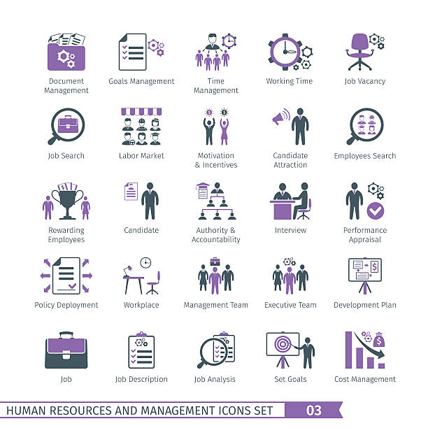 Human Resources Set 03 Human Resources And Management Icons Set 03 job description stock illustrations