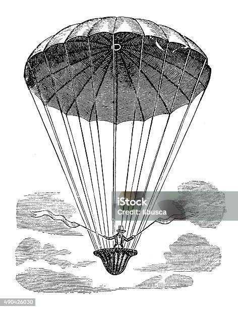Antique Illustration Of Air Balloon And Flying Machine Prototypes Stock Illustration - Download Image Now