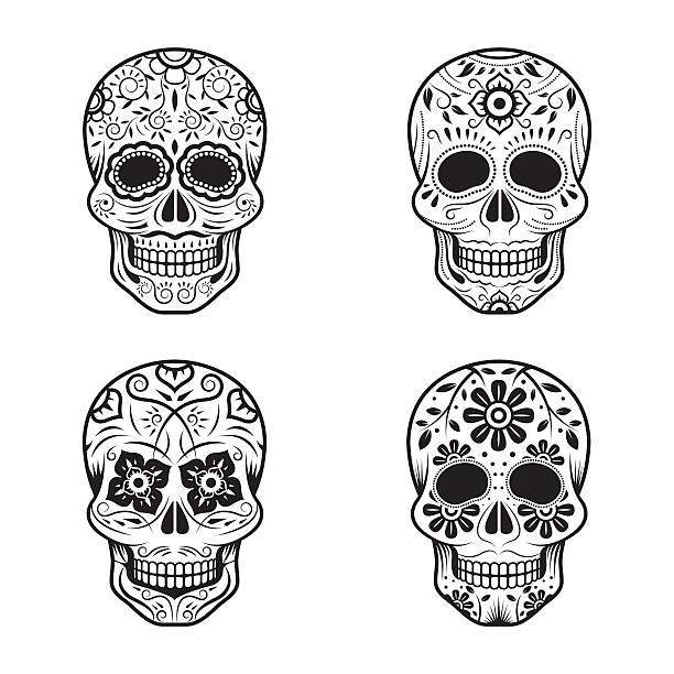 만성절 두개 - sugar skull stock illustrations