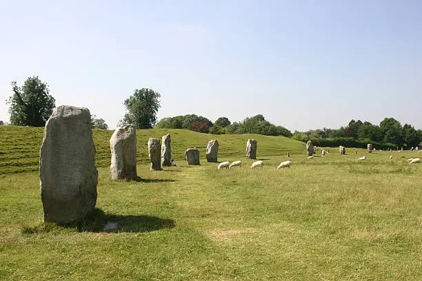 Standing stones at the Avebury stone circle in Wiltshire
