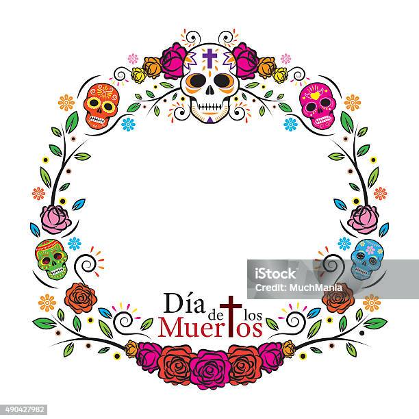 Day Of The Dead Skulls Frame Stock Illustration - Download Image Now - Mexico, Mexican Culture, Border - Frame