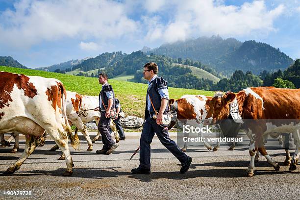 Transhumance Veranstaltung In Charmey Stockfoto und mehr Bilder von 2015 - 2015, Almabtrieb, Alpen