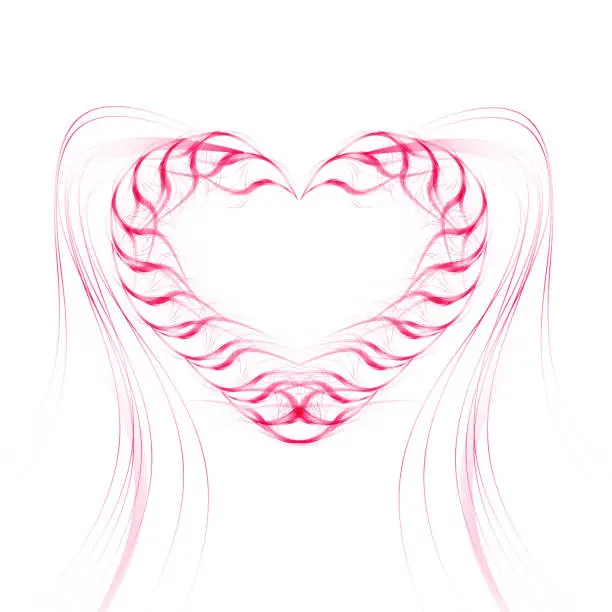 Vector illustration of Background with heart of pink lines. Vector illustration.