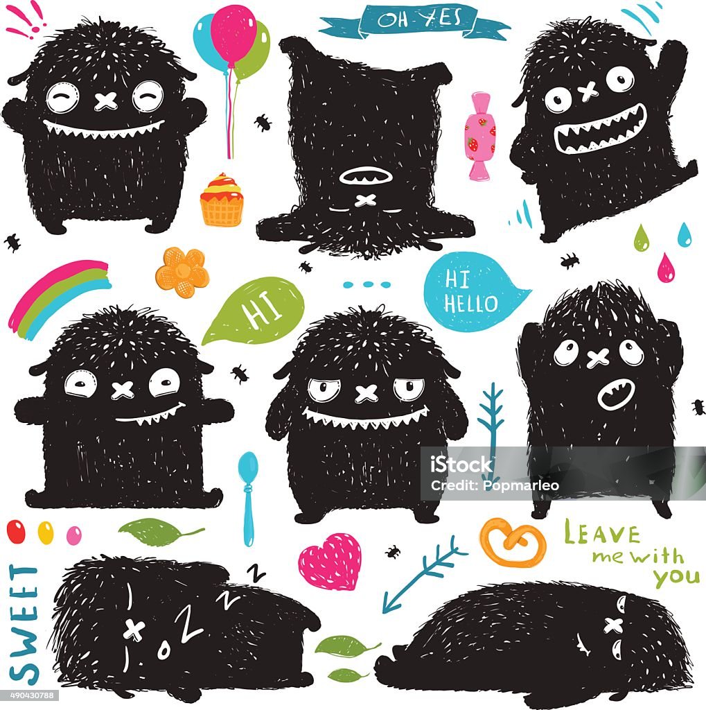 Funny Cute Little Black Monster Holiday Clip Art Collection Stock Illustration - Download Image Now - iStock Funny Cute Little Black Monster Holiday Clip Art Collection Stock Illustration - Download Image Now - iStock