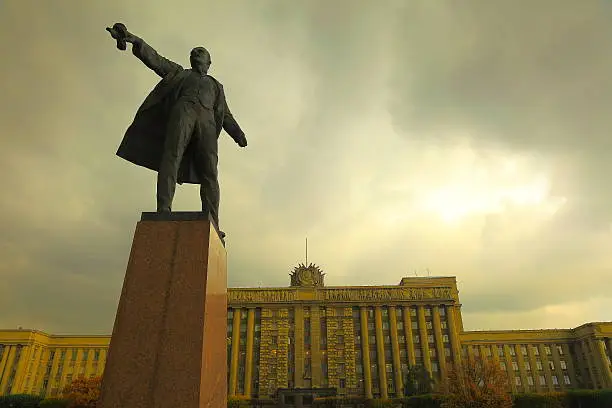 Russian House of Soviets, Lenin on Moscow Square. St. Petersburg.