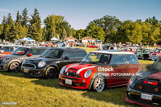 Red Mini Cooper S Jcw At The Car Show Stock Photo - Download Image Now - 2015, Agricultural Field, Audience