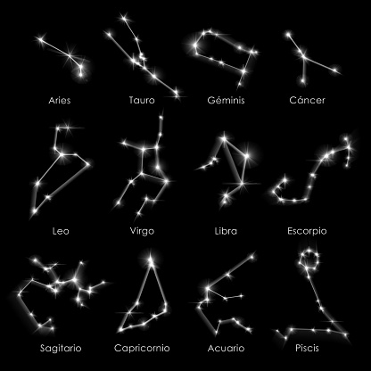 the zodiac sign of the beautiful bright stars on the background night sky