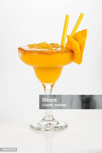 Mango Margarita Frosted With Chili Powder Stock Photo - Download Image Now - Margarita, Mango Fruit, Cocktail