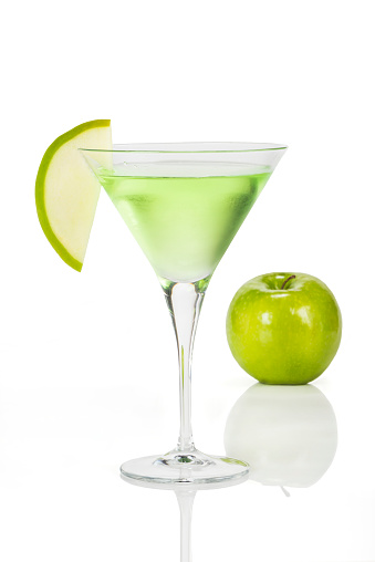 Very cold martini cocktail made with green apple