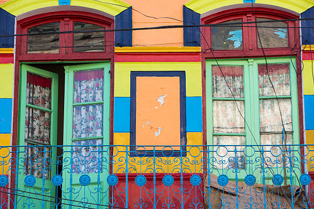 Buenos Aires, Argentina - February 3, 2006: Detail of colorful Caminito architecture in the La Boca neighborhood of Buenos Aires, Argentina