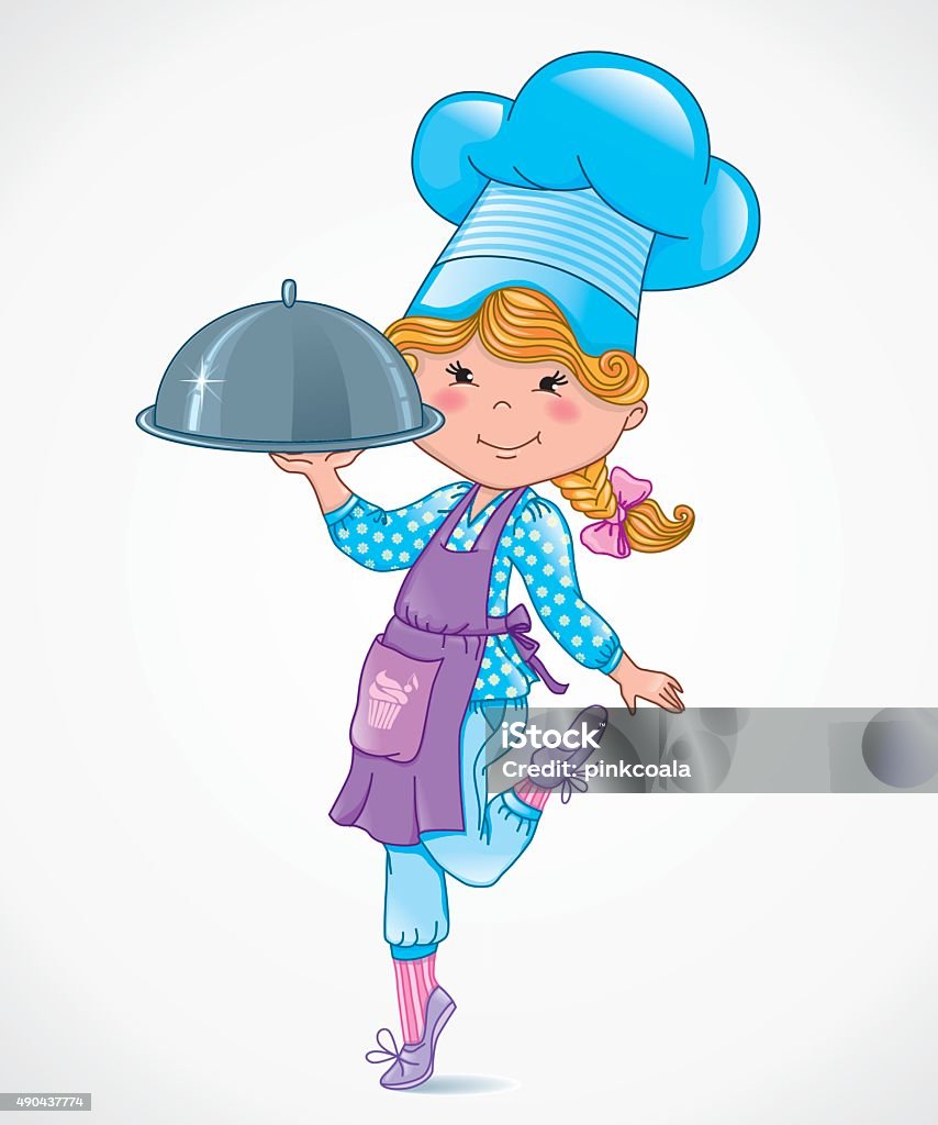 Chef baby with tray Chef baby with tray. Eps10 2015 stock vector