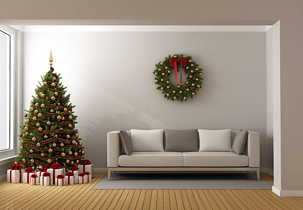 Living room with christmas tree