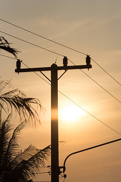 istock Electric wires silhouette close-up 490451271