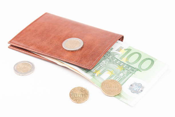 istock Brown wallet with EU money 490451839