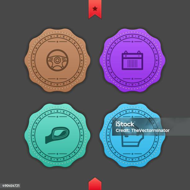 Ilustración de Piezas De Automóvil y más Vectores Libres de Derechos de Azul - Azul, Batería, Coche