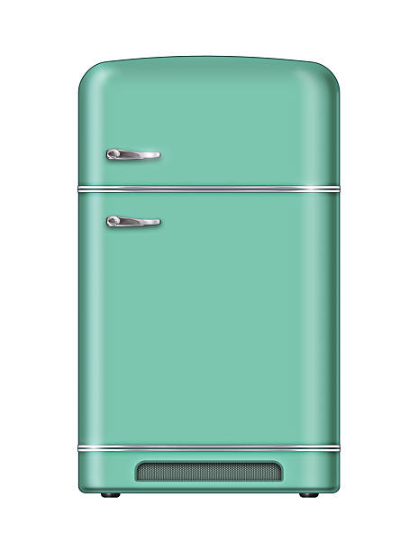 Retro refrigerator - isolated on white background
