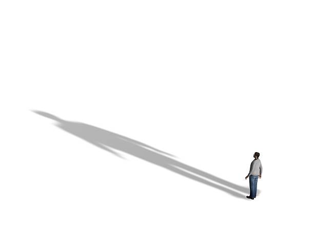 istock person with big shadow, isolated on white background 490456123