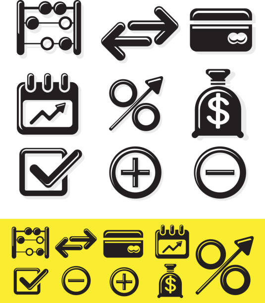 icon set finanzen - abbrechen symbol grafiken stock-grafiken, -clipart, -cartoons und -symbole